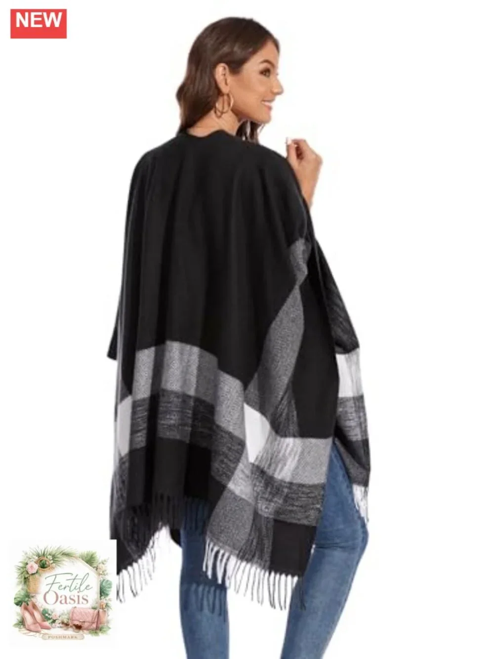 Knitted Cape Shawl Wrap Cardigan Poncho Scarf Blanket for Women Winter